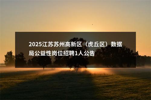 2025江苏苏州高新区（虎丘区）数据局公益性岗位招聘1人公告                进入阅读模式 图片